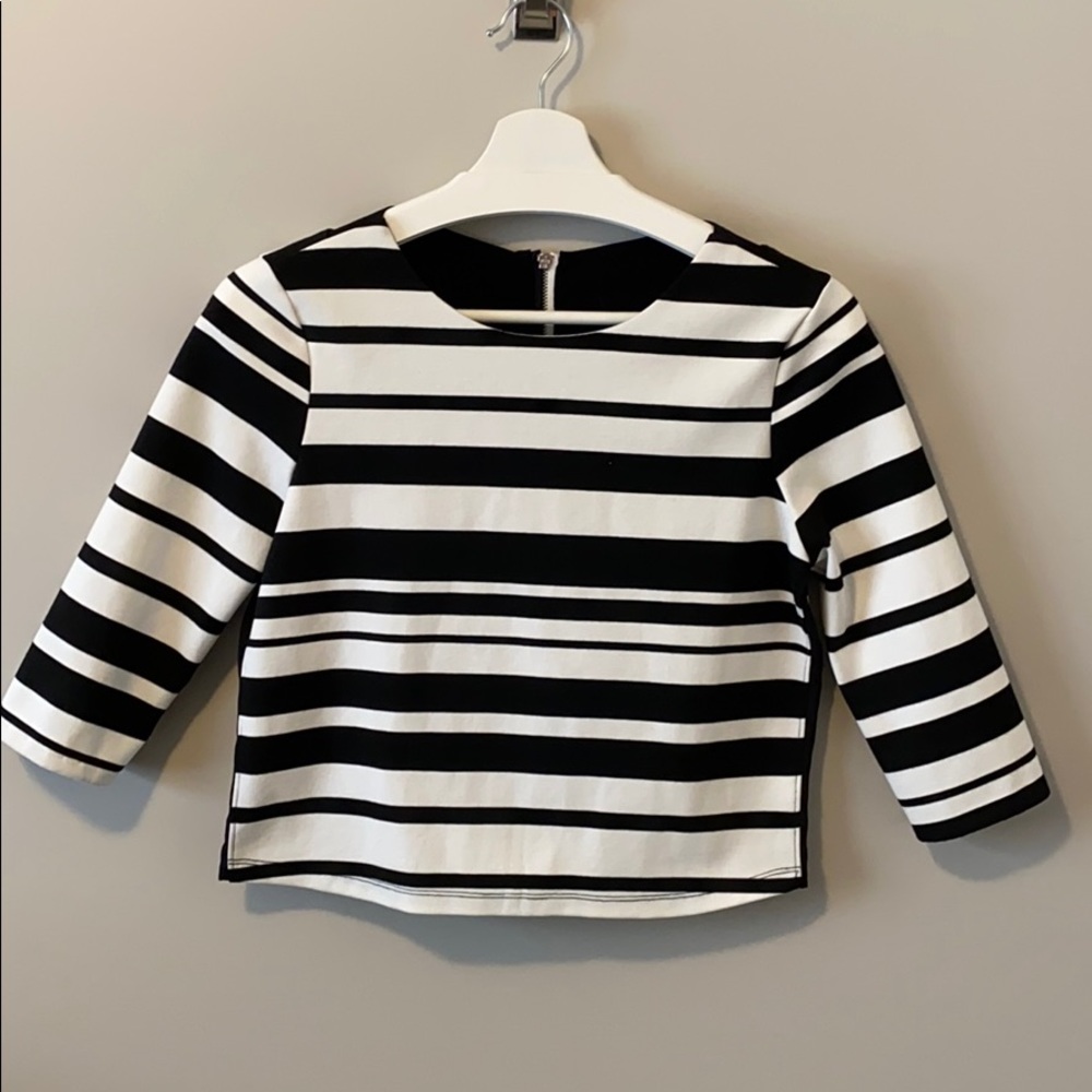 Sam Edelman Black and White Cropped Striped Top